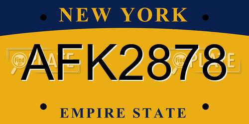 AFK2878 New York License Plate