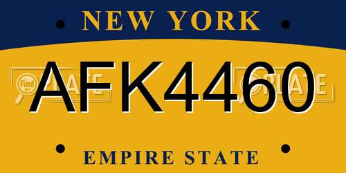 AFK4460 New York License Plate