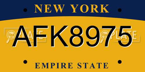 AFK8975 New York License Plate