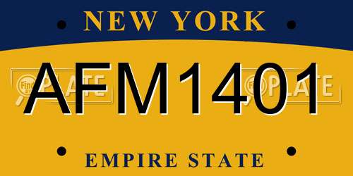 AFM1401 New York License Plate