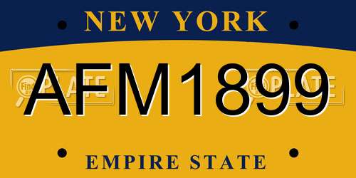 AFM1899 New York License Plate