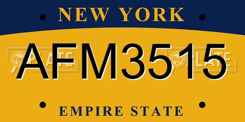 AFM3515 New York License Plate
