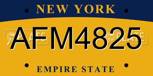 AFM4825 New York License Plate