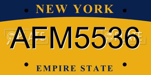 AFM5536 New York License Plate