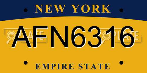 AFN6316 New York License Plate