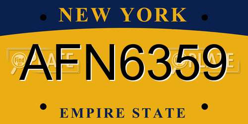 AFN6359 New York License Plate