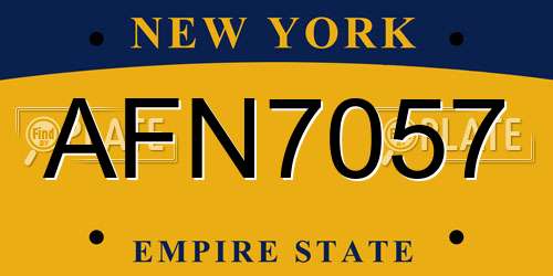 AFN7057 New York License Plate
