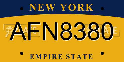 AFN8380 New York License Plate