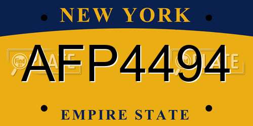 AFP4494 New York License Plate