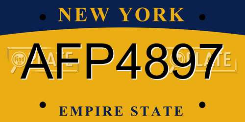 AFP4897 New York License Plate