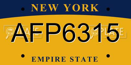 AFP6315 New York License Plate
