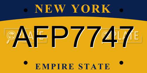 AFP7747 New York License Plate