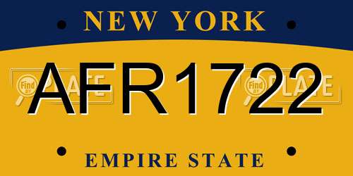 AFR1722 New York License Plate