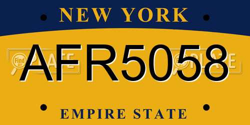 AFR5058 New York License Plate