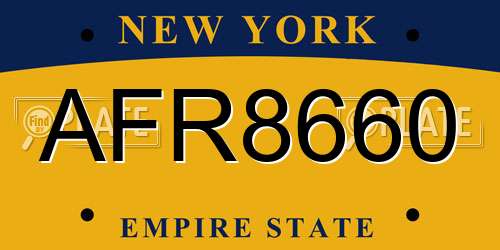 AFR8660 New York License Plate