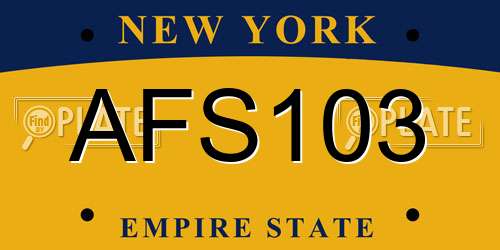 AFS103 New York License Plate