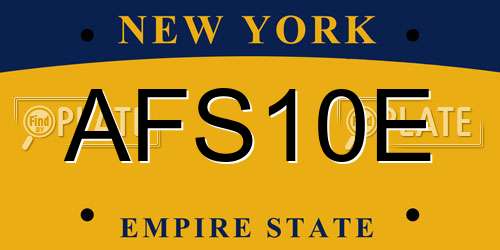 AFS10E New York License Plate