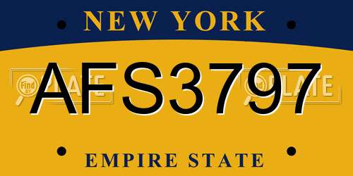 AFS3797 New York License Plate