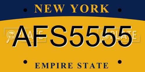 AFS5555 New York License Plate