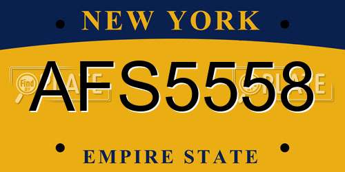 AFS5558 New York License Plate