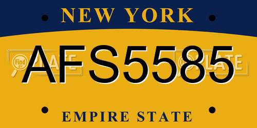AFS5585 New York License Plate
