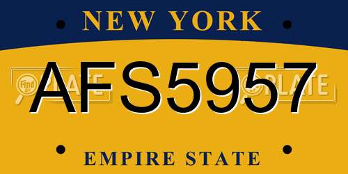 AFS5957 New York License Plate