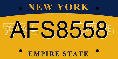 AFS8558 New York License Plate