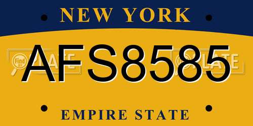 AFS8585 New York License Plate