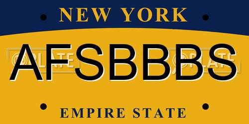 AFSBBBS New York License Plate