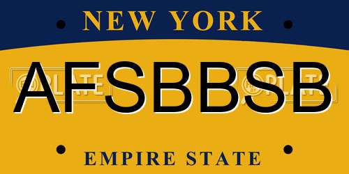 AFSBBSB New York License Plate