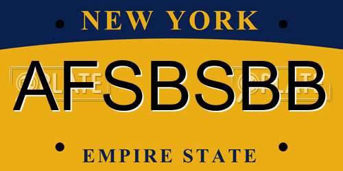AFSBSBB New York License Plate