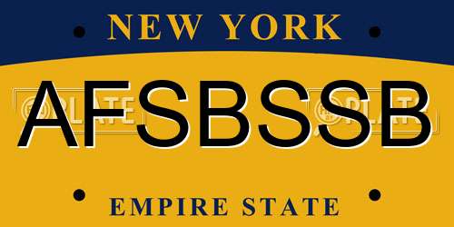 AFSBSSB New York License Plate
