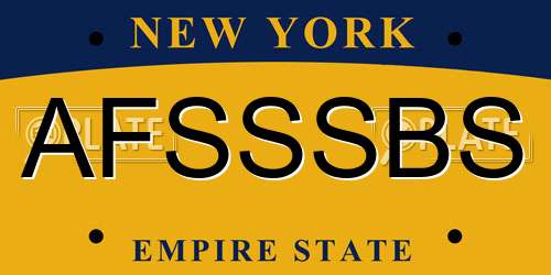 AFSSSBS New York License Plate