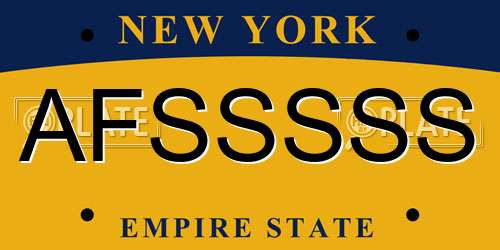 AFSSSSS New York License Plate