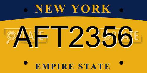 AFT2356 New York License Plate