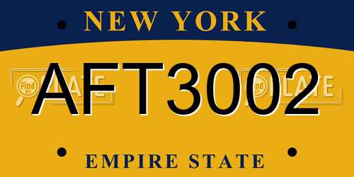 AFT3002 New York License Plate