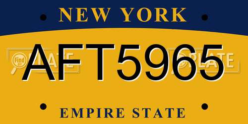 AFT5965 New York License Plate