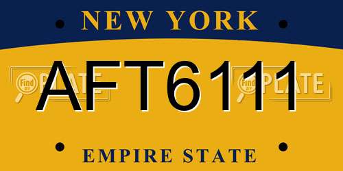 AFT6111 New York License Plate