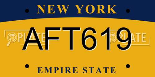 AFT619 New York License Plate
