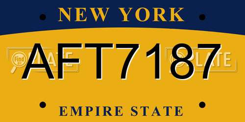 AFT7187 New York License Plate