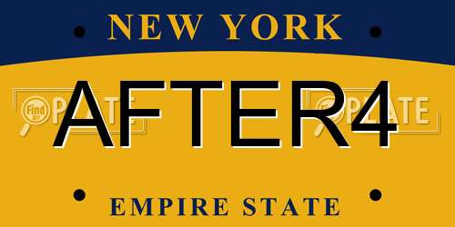 AFTER4 New York License Plate