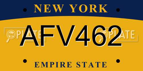 AFV462 New York License Plate