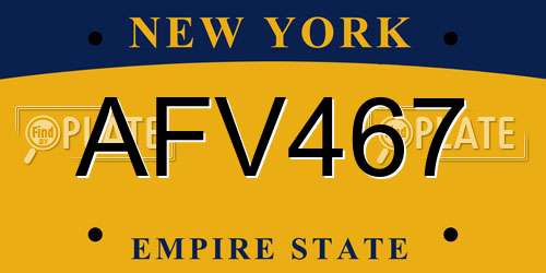 AFV467 New York License Plate