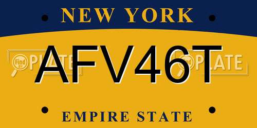 AFV46T New York License Plate