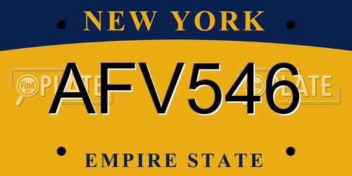 AFV546 New York License Plate