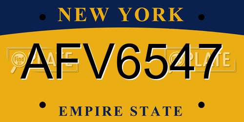 AFV6547 New York License Plate