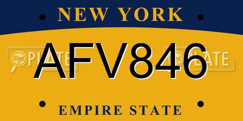 AFV846 New York License Plate