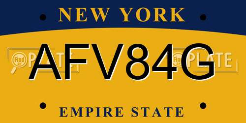 AFV84G New York License Plate