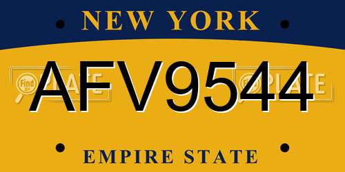 AFV9544 New York License Plate