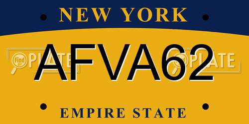AFVA62 New York License Plate